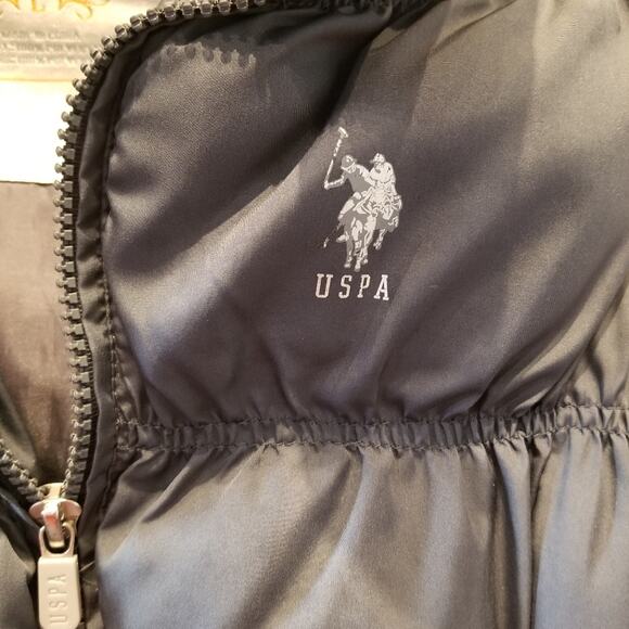 US Polo Association Puffer Vest Grey Green Down - like Full Zip Vest Size L - Picture 4 of 10